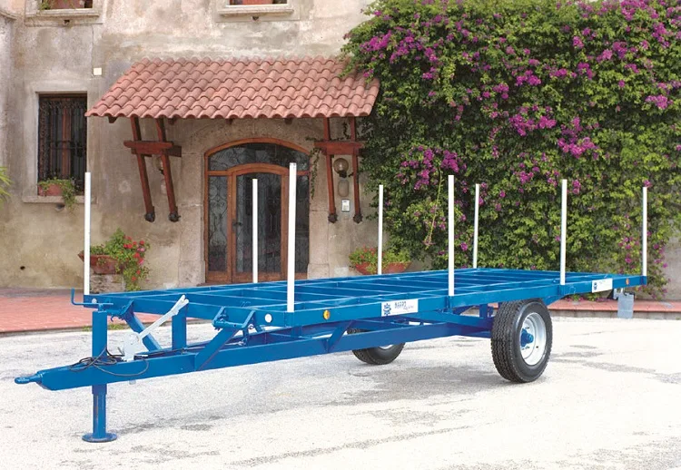 RIMORCHIO MONOASSE FISSO PER TRASPORTO TUBI E ROTOBALLE